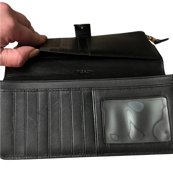 Coach Black Leather Wallet with Gold Accent - Picture 4 of 15
